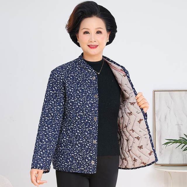 Mother's winter clothing thickened floral cotton-padded clothes middle-aged and elderly plus fat plus size warm camel hair cotton-padded clothes grandma's small cotton-padded jacket