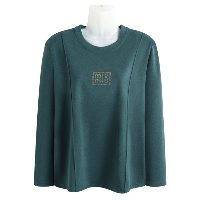 Mom's autumn and winter German velvet bottoming shirt for middle-aged and elderly women, large size, loose, flesh-covering, round-neck, warm, elastic, warm top