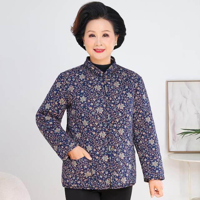 Mother's winter clothing thickened floral cotton-padded clothes middle-aged and elderly plus fat plus size warm camel hair cotton-padded clothes grandma's small cotton-padded jacket