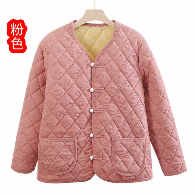 Mom's velvet small cotton-padded jacket autumn and winter new national style warm cotton coat middle-aged and elderly grandma's casual loose and versatile coat