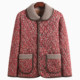 Mom's autumn and winter thick velvet lapel coat for middle-aged and elderly women, large size fashionable loose cotton coat, three-layer thickened cotton jacket