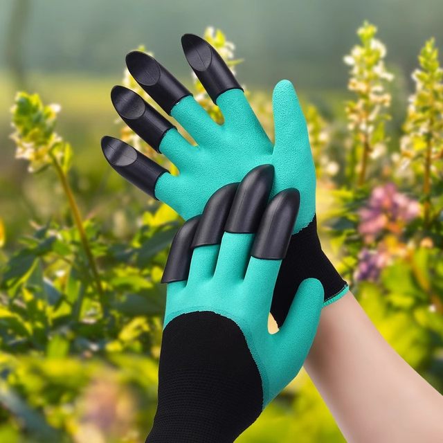 Gardening gloves with claws planting digging gloves anti-puncture waterproof garden potted planting flower planting vegetable planting protective garden gloves