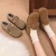 Counter 2025 autumn and winter new snow boots genuine leather retro plus velvet Birkenstock shoes women's flat beanie slip-on cotton shoes