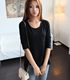 European and American spring women's clothing modal solid color pocket loose slim long-sleeved pullover T-shirt women's base shirt
