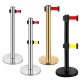Warning belt type stainless steel retractable fence 3m 5m double layer isolation belt cordon queue column safety guardrail