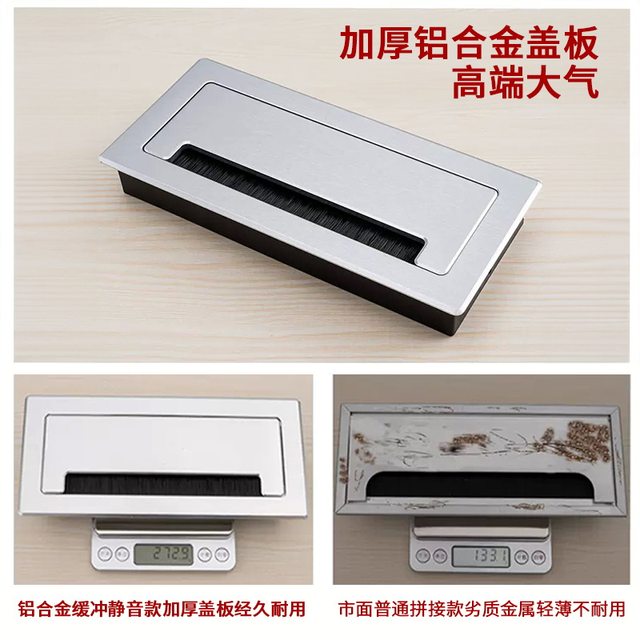 Desktop aluminum alloy threading box TV cabinet threading hole cover ...