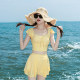 Yellow split swimsuit women's 2025 new high-end split skirt slim swimsuit vacation swimsuit small breast swimsuit