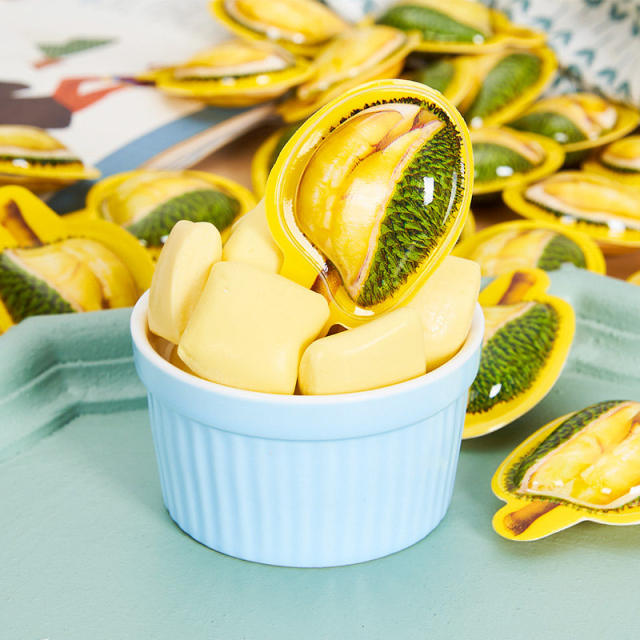 3D shape durian 20% toffee fruity toffee gummy snacks juice treat candy internet celebrity candy 500g