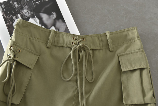 American retro low waist lace-up work skirt skirt women summer hot girl small hip-covered anti-exposure skirt