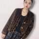 Light luxury fur one-piece jacket leopard print warm and high-end 2024 winter small V-neck imitation mink vintage cardigan