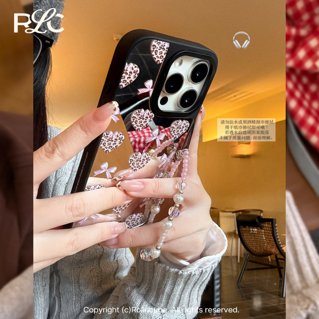 Rolincube original Apple 16 ProMax mobile phone case mirror iPhone 16 Pro suitable for personalized mirror 14Pro leopard print 15ProMax all inclusive 17Pro black edge 17ProMax new model