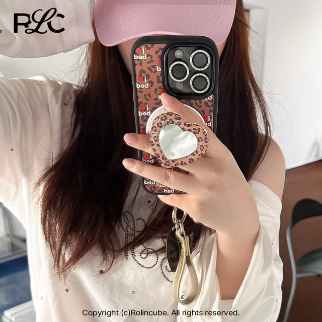 Rolincube original I love sleeping Apple 17Promax mobile phone case black edge iPhone17Pro leopard print 17 new 15Pro magnetic Magsfe suitable for 16Pro all-inclusive 16Promax