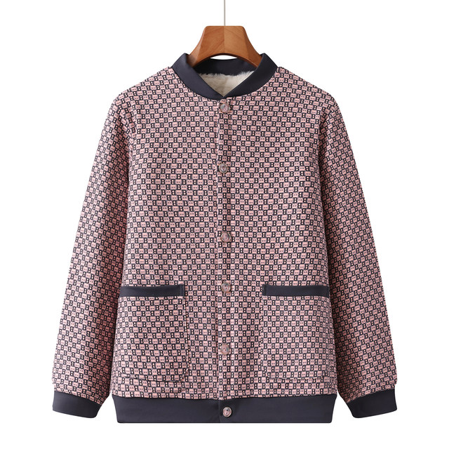 Grandma's sheep wool cotton coat, middle-aged and elderly cardigan, velvet thickened warm cotton jacket, winter coat, mother's new cotton coat