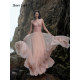 Sheer Luck Wavy heavy lace fishbone strapless mesh dress
