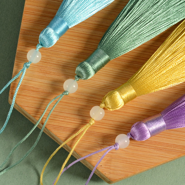 8cm beaded tassels small short fat pendant hanging ear DIY handmade materials ancient style Hanfu pressing fan pendant