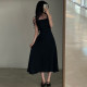 Korean Chic Summer French Hepburn Wind Fang Lival Limb waist Large large swinging A -shaped dress female