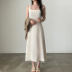 Korean Chic Summer French Hepburn Wind Fang Lival Limb waist Large large swinging A -shaped dress female