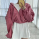 South Korea Chic autumn and winter niche minimalist hooded pull rope zipper design Loose and versatile long -sleeved sweater outside women
