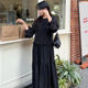 South Korea Chic Autumn Elegant Temperament Round Neck Heavy Industry Hollow Lace Hook Flower Staggering Corporal long -sleeved dress