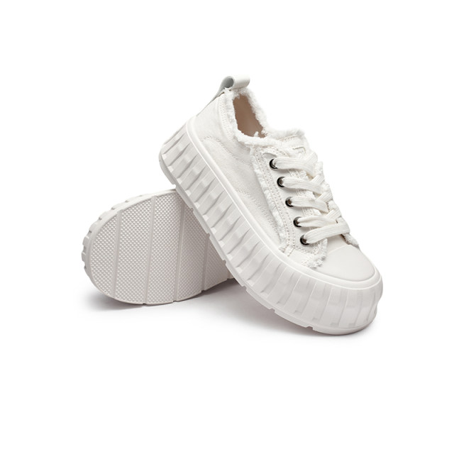 Red Dragonfly Cookies Canvas Shoes Women's Spring and Autumn New Women's Shoes All-match Thick Sole Sponge Cake Shoes Fashion White Shoes Casual