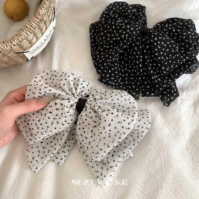 
suzyacc kr atmospheric polka dot chiffon bow hair clip for women 2025 new style back head hair clip