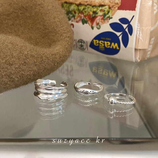 suzyacc kr niche design smiley face lace sterling silver ring 2024 new trend simple personalized index finger ring