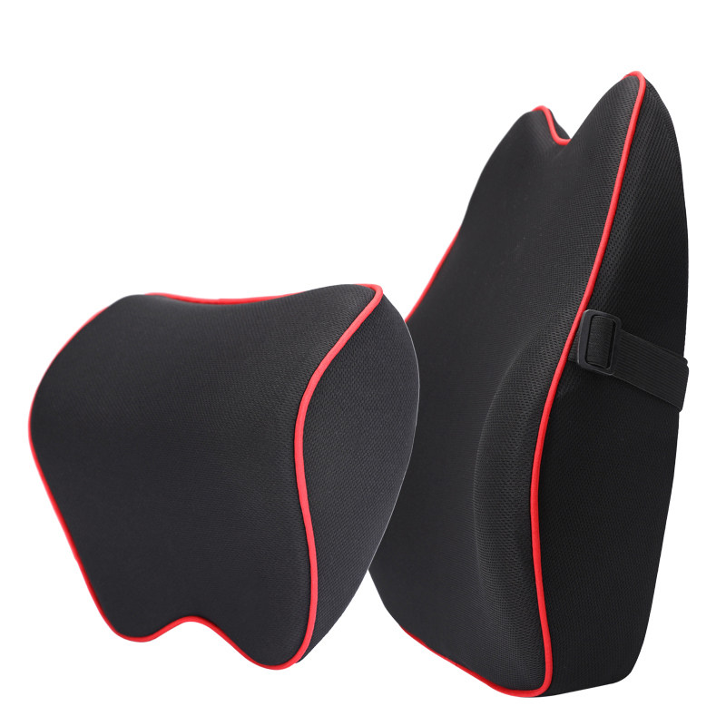 Jusch – Coussin lombaire ergonomique pour voiture et bureau – Mousse à mémoire de forme – Revêtement en maille respirante – Sangles réglables antidérapantes