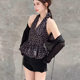 Black polka dot halter neck sleeveless suspender vest for women 2025 new summer sweet and spicy chic Korean high-end top