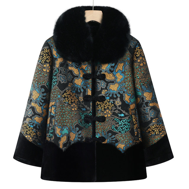 Middle -aged and elderly cotton clothing women's winter clothes mothers pretend to be new cotton jacket grandmother, velvet thick jacket, old lady cotton jacket
