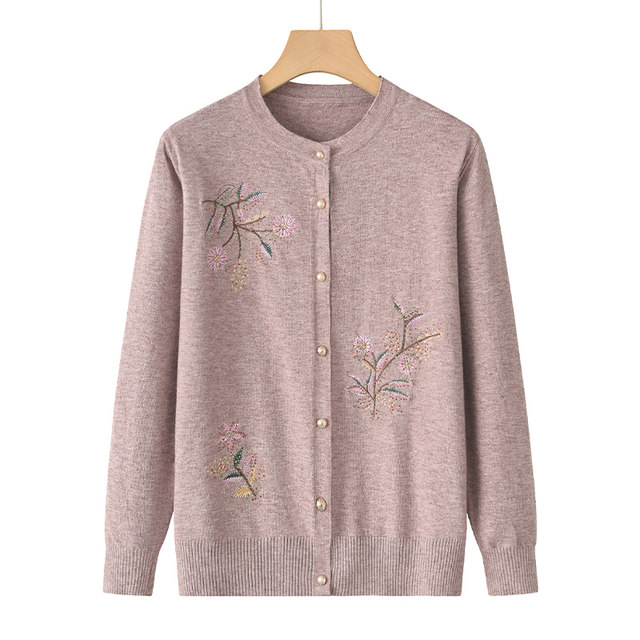 
Grandma spring and autumn sweater middle-aged and elderly autumn clothes women's cardigan mother autumn sweater jacket elderly clothes