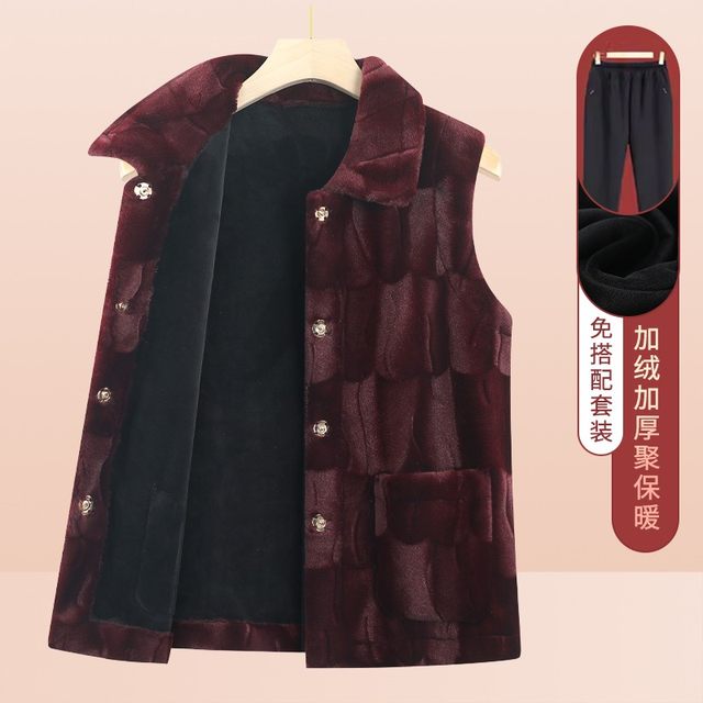 Middle-aged and elderly women's autumn and winter vest grandma wearing horse clips and wearing elderly clothes outside 60-year-old mother's vest new style