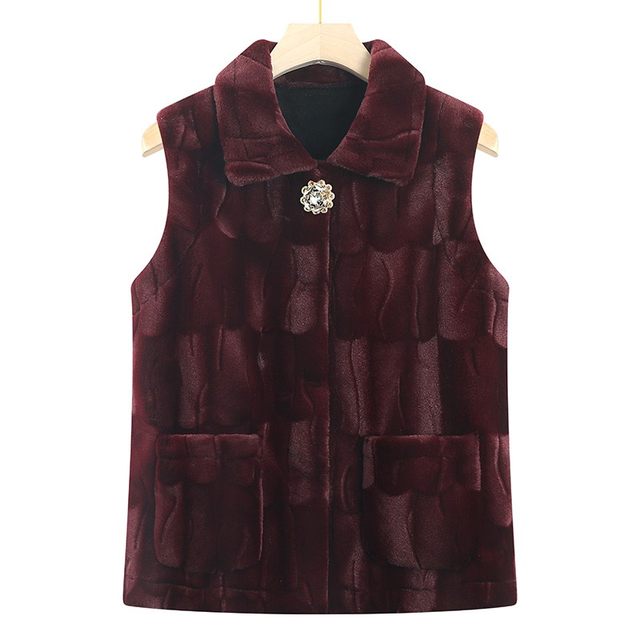 Middle-aged and elderly women's autumn and winter vest grandma wearing horse clips and wearing elderly clothes outside 60-year-old mother's vest new style