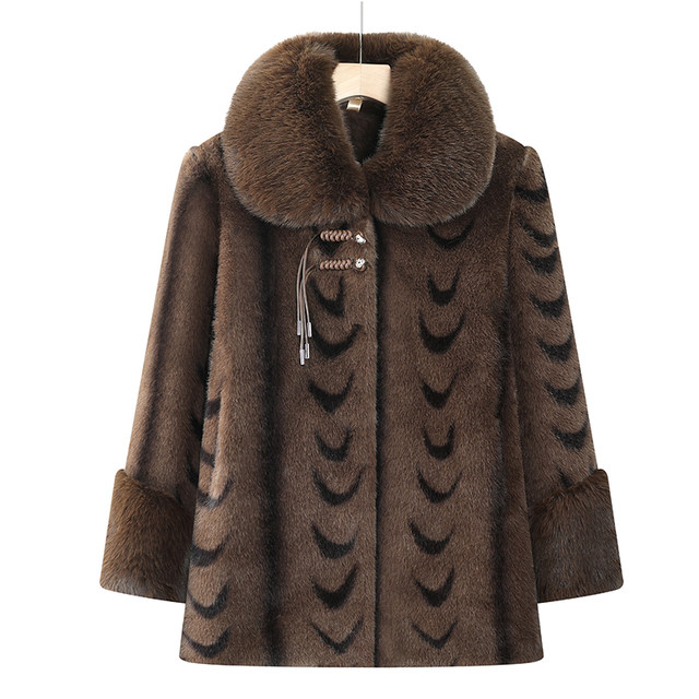 noble grandma winter clothes plus velvet coat elderly old lady imitation mink coat mother plus velvet thick cotton jacket women
