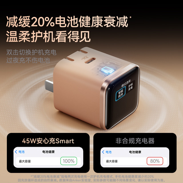 Anker Anker Safe Charging Smart45W is suitable for Apple new machine charger iPhone17ProMax charging head 16Pro fast charge 15 mobile phones 14 screen display