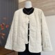 Fashionable new style winter mother's wear round neck solid color cardigan for middle-aged and elderly ladies button-down cotton warm jacket