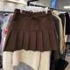 South Korea's Dongdaemun 2024 Autumn and Winter new retro high waist strap shows thin pleated folds skirt women's short skirt
