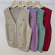 Middle-aged and elderly vests, sweater vests, cardigan vests, middle-aged and elderly women's clothing, spring and autumn old lady clothes