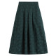 Literary retro printed skirt 2022 spring and autumn jacquard cotton linen pleated A-line skirt elastic waist long skirt for women