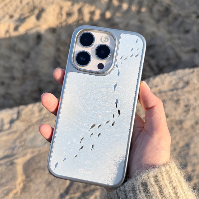 Shesell koi iphone17 mobile phone case mirror electroplating silver edge couple besties anti-fall and anti-collision feel so simple and cute