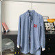 
le rouge Zhou Meimei Retro Academy Blue and White Plaid Lace Spliced ​​Label Drawstring Stand Collar Sunscreen Shirt