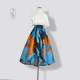 Ziweiyi Orange and blue retro Organya high-end spring and summer new style printed half-body umbrella skirt to make you look thin
