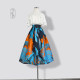 Ziweiyi Orange and blue retro Organya high-end spring and summer new style printed half-body umbrella skirt to make you look thin