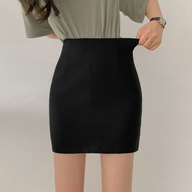 Black high waist skirt for women summer 2024 new ol professional style elastic hip skirt tight sexy one step short skirt