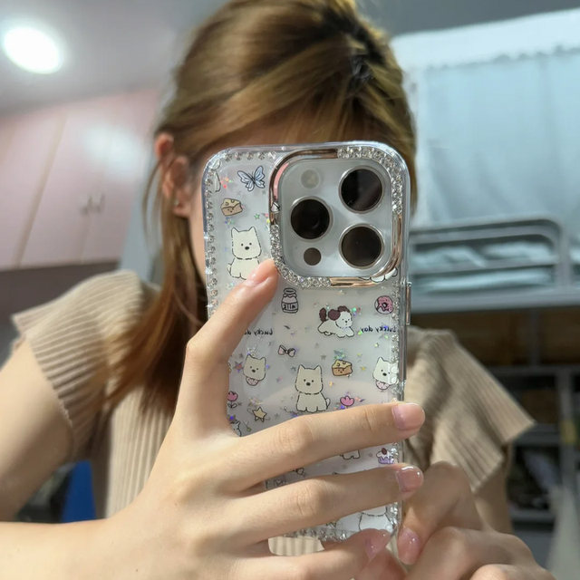 Laser Stars West Highlands suitable for Apple 16promax mobile phone case iphone14pro new 13 cartoon 12 Japanese and Korean cute 11 protective case 15promax full cover anti-fall 17pro trendy shell