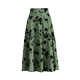 Women's Spring and Autumn 2025 new high-waisted A-line skirt to make you look slim mid-length printed pleated skirt large hem umbrella skirt