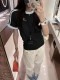 Design Sensory Little Personal Practice Three Bars Pure Cotton Short -sleeved T -shirt Female Summer Summer Solid Girl Short Slim
