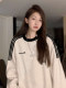 American retro trendy brand three-bar hatless sweatshirt for women oversize thin coat chic lazy top