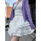 White lace fluffy cake short skirt for women in summer new large size lining high waist slim small A-line gauze skirt
