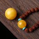 Beeswax single bead, round bead, chicken oil yellow floating flower, old wax single hand-strung bead, diamond, star, moon, literary toy accessories with beads