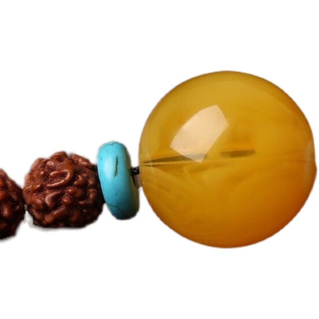 Beeswax single bead, round bead, chicken oil yellow floating flower, old wax single hand-strung bead, diamond, star, moon, literary toy accessories with beads